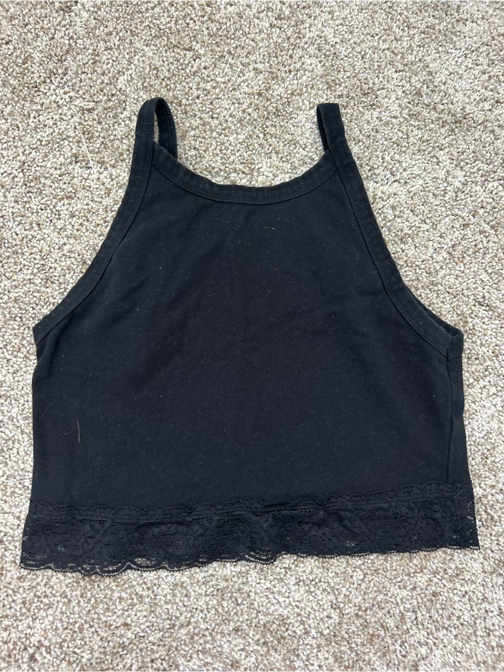 Colsie Black Lace-Trim Cropped Tank